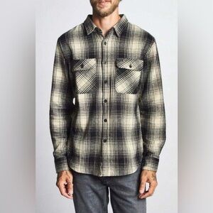 Brixton Bowery Flannel Button Up Shirt / Bone-Black